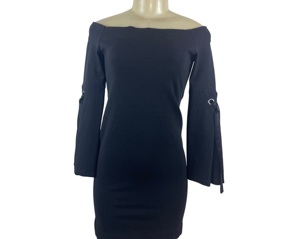 Fifteen Twenty Off-The-Shoulder Black Mini Dress With Bell Sleeves Size XS
