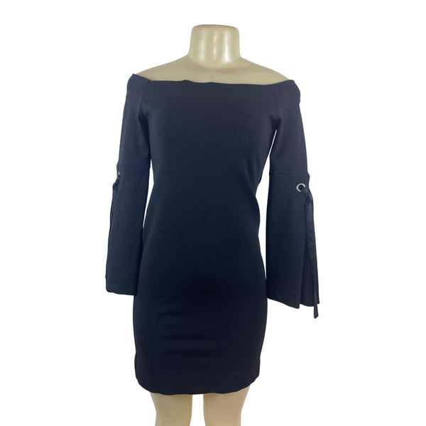 Fifteen Twenty Off-The-Shoulder Black Mini Dress With Bell Sleeves Size  XS