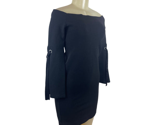 Fifteen Twenty Off-The-Shoulder Black Mini Dress With Bell Sleeves Size XS