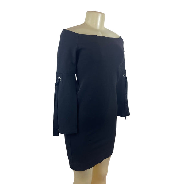 Fifteen Twenty Off-The-Shoulder Black Mini Dress With Bell Sleeves Size  XS