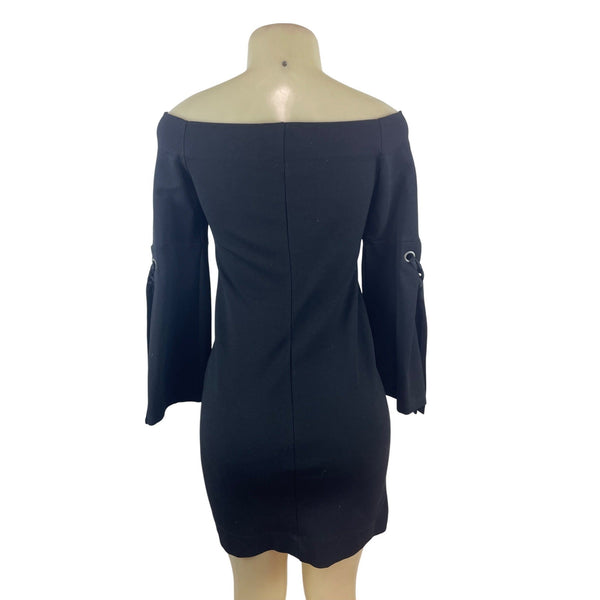 Fifteen Twenty Off-The-Shoulder Black Mini Dress With Bell Sleeves Size XS