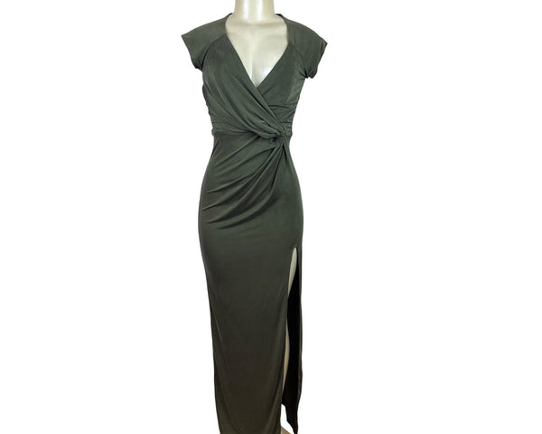 The Jetset Diaries Women's Olive Green Maxi Dress Draped Sleeveless Sz XS