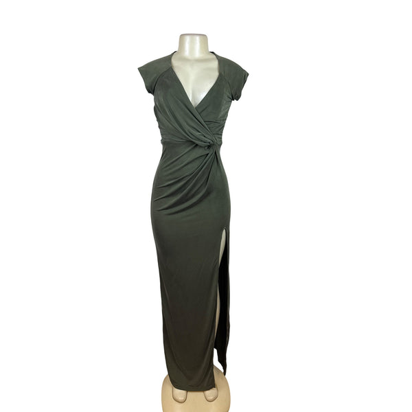 The Jetset Diaries Women's Olive Green Maxi Dress Draped Sleeveless Sz XS