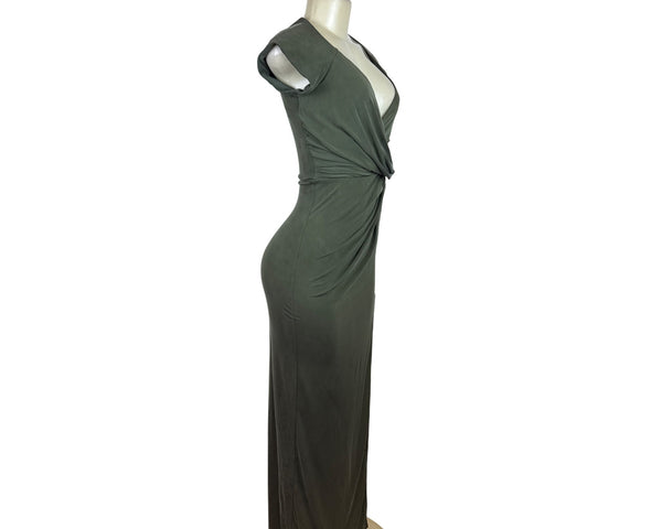 The Jetset Diaries Women's Olive Green Maxi Dress Draped Sleeveless Sz XS