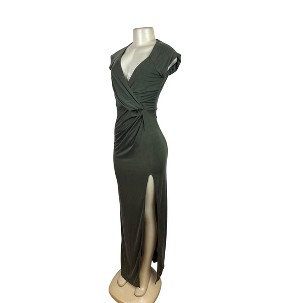 The Jetset Diaries Women's Olive Green Maxi Dress Draped Sleeveless Sz XS
