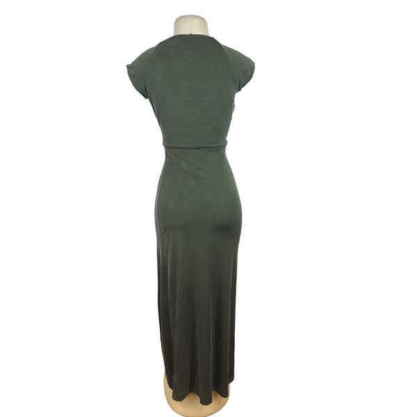 The Jetset Diaries Women's Olive Green Maxi Dress Draped Sleeveless Sz XS