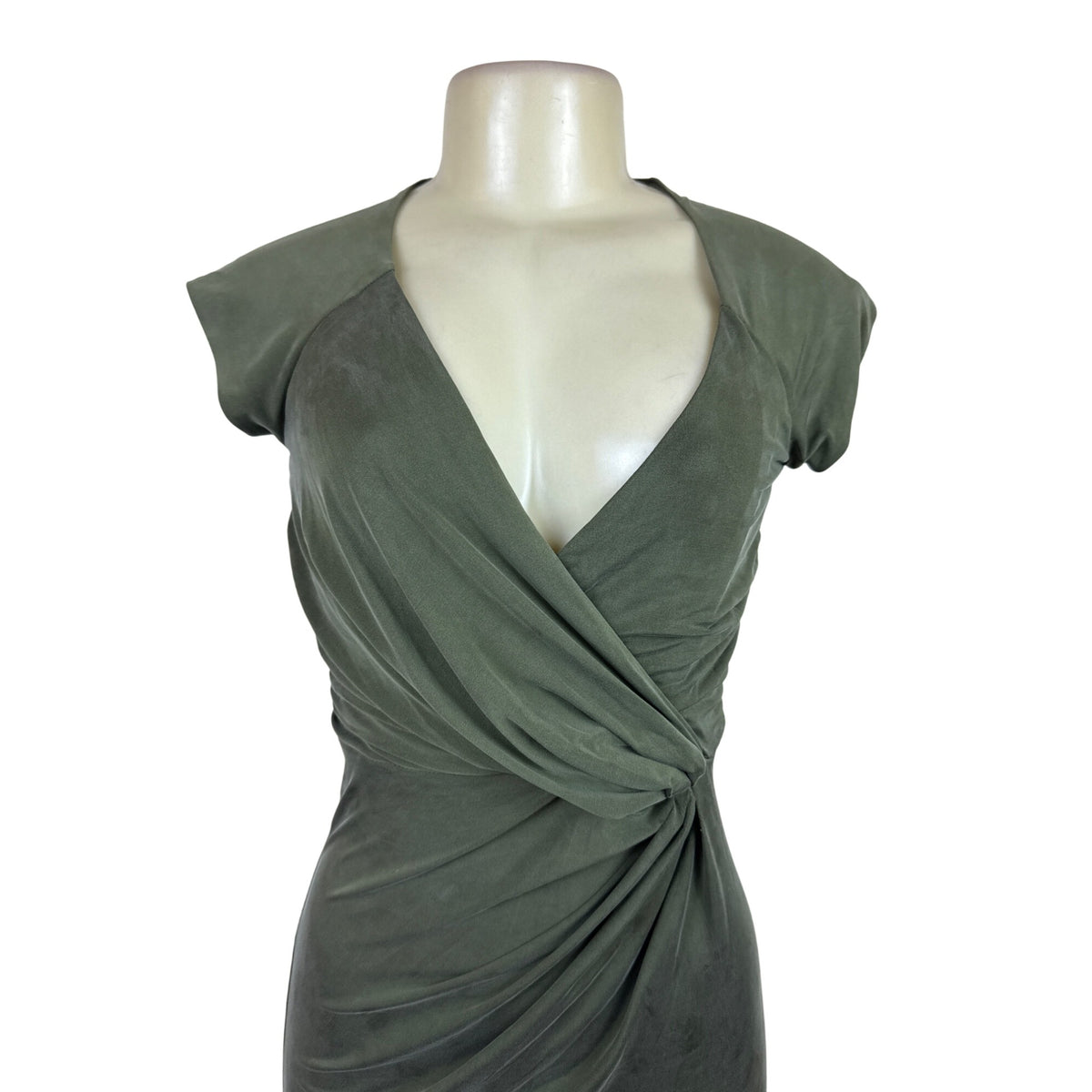 The Jetset Diaries Women's Olive Green Maxi Dress Draped Sleeveless Sz XS