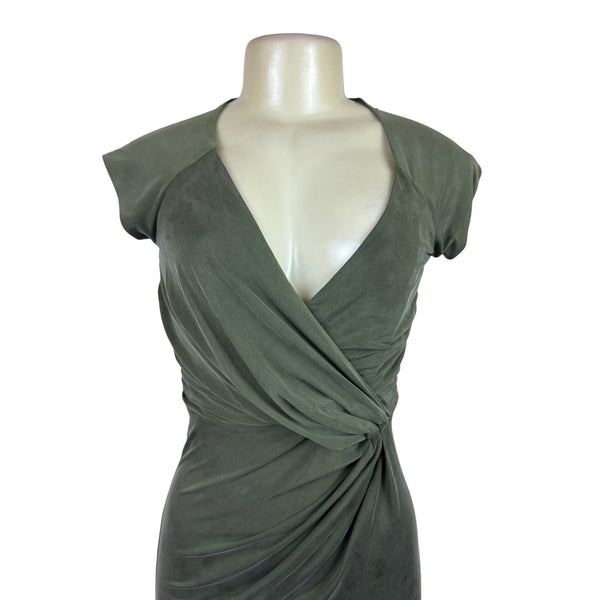 The Jetset Diaries Women's Olive Green Maxi Dress Draped Sleeveless Sz XS