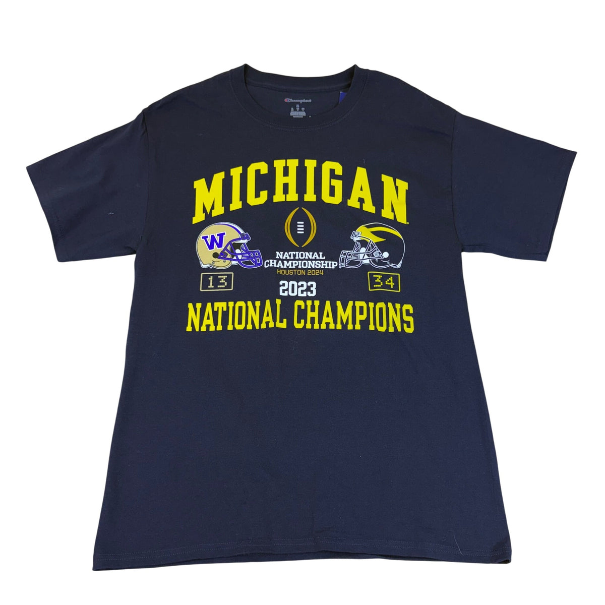 Champion Mens Navy 2023 Michigan National Champions T-Shirt Graphic Size M - New