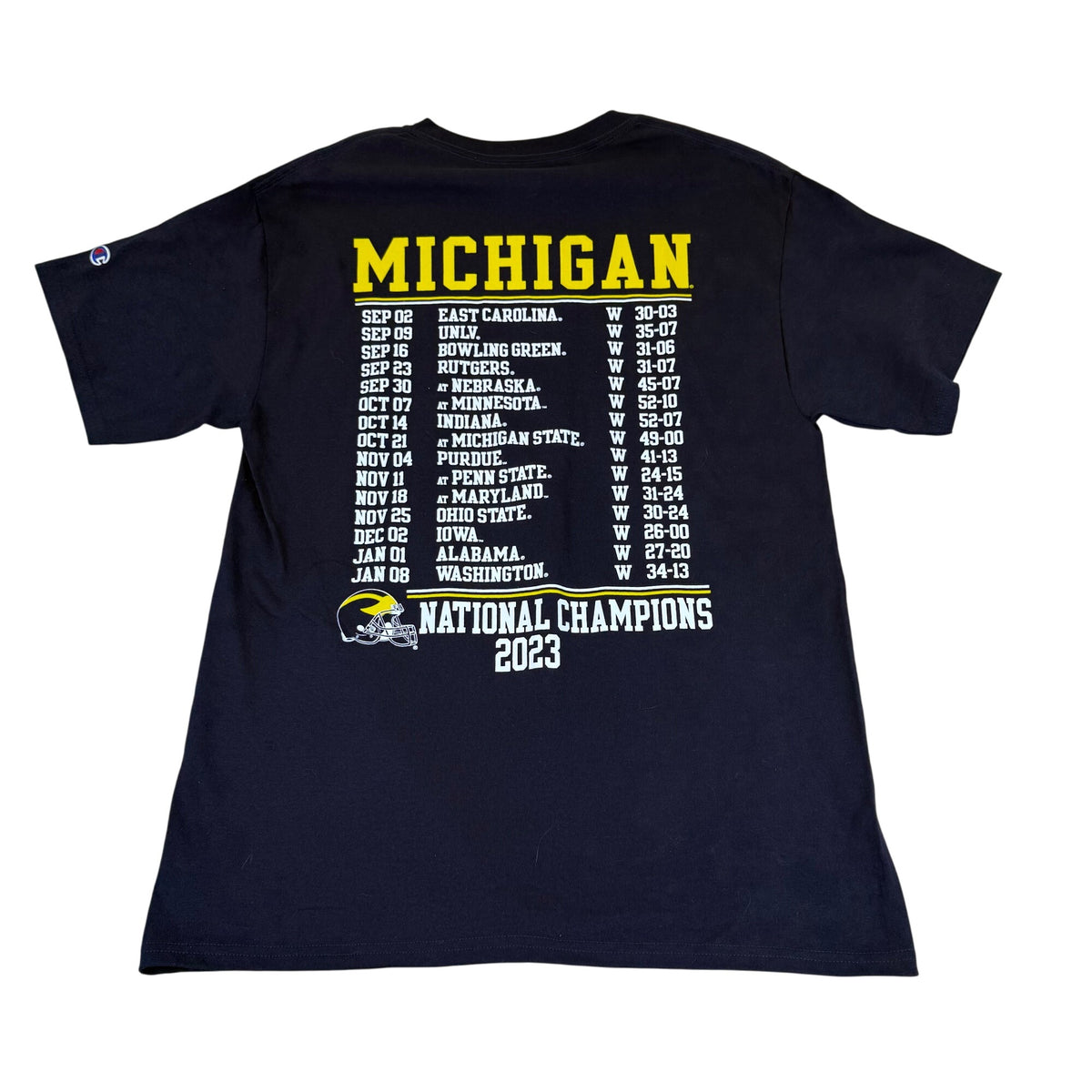 Champion Mens Navy 2023 Michigan National Champions T-Shirt Graphic Size M - New