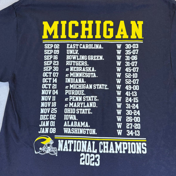 Champion Mens Navy 2023 Michigan National Champions T-Shirt Graphic Size M - New
