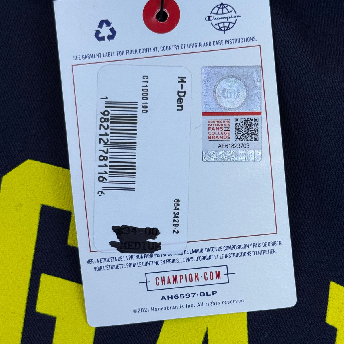 Champion Mens Navy 2023 Michigan National Champions T-Shirt Graphic Size M - New