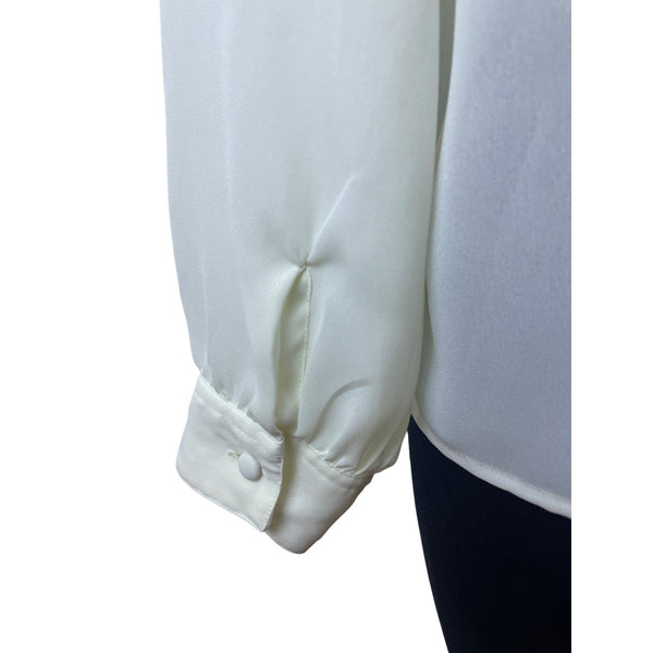 Vintage Laura & Jayne Collection White Pleated Blouse With Lace Tie Neck Sz 12