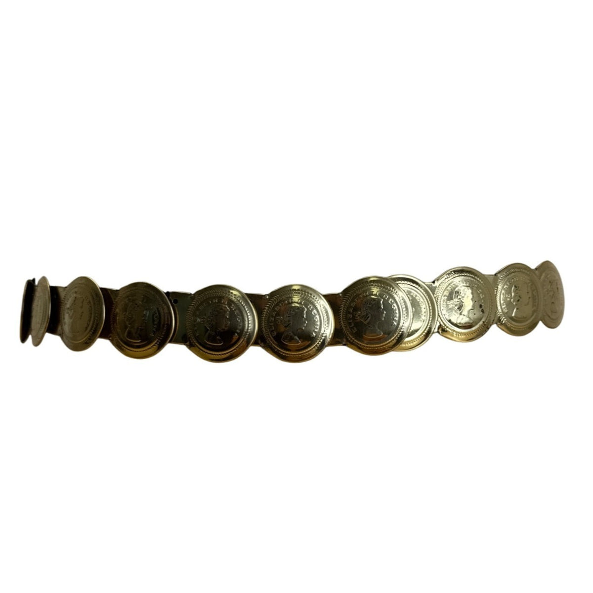 Vintage Coin Medallion Belt With Black Elastic Band & Gold-Tone Metal Coins