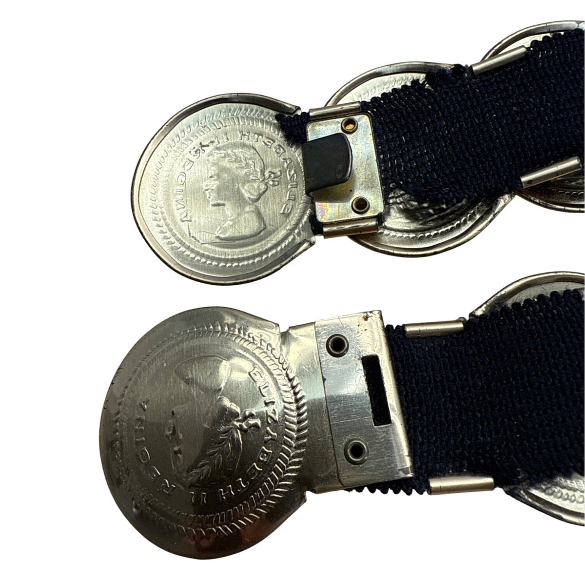 Vintage Coin Medallion Belt With Black Elastic Band & Gold-Tone Metal Coins