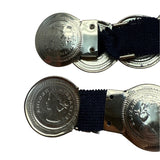 Vintage Coin Medallion Belt With Black Elastic Band & Gold-Tone Metal Coins