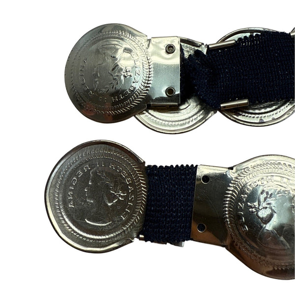 Vintage Coin Medallion Belt With Black Elastic Band & Gold-Tone Metal Coins