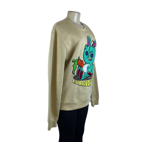 Two Mill Twenty Unisex Beige Extraordinary Bunny Graphic Sweatshirt Size L