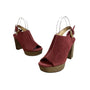 Michael Kors Women's Brick Red Suede Piper Sling Peep Toe Heels Sz 8M