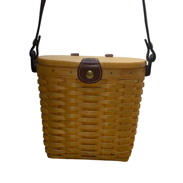 Longaberger Women’s Natural Wicker Basket & Adjustable Leather Strap Purse