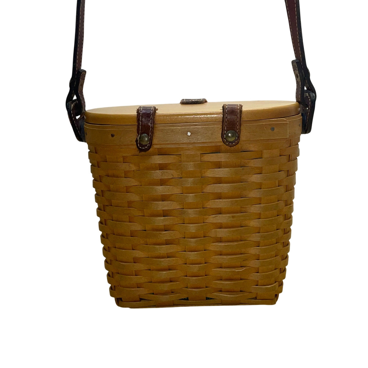 Longaberger Women’s Natural Wicker Basket & Adjustable Leather Strap Purse