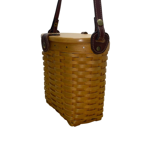 Longaberger Women’s Natural Wicker Basket & Adjustable Leather Strap Purse