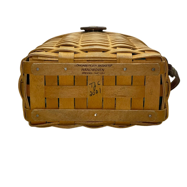 Longaberger Women’s Natural Wicker Basket & Adjustable Leather Strap Purse