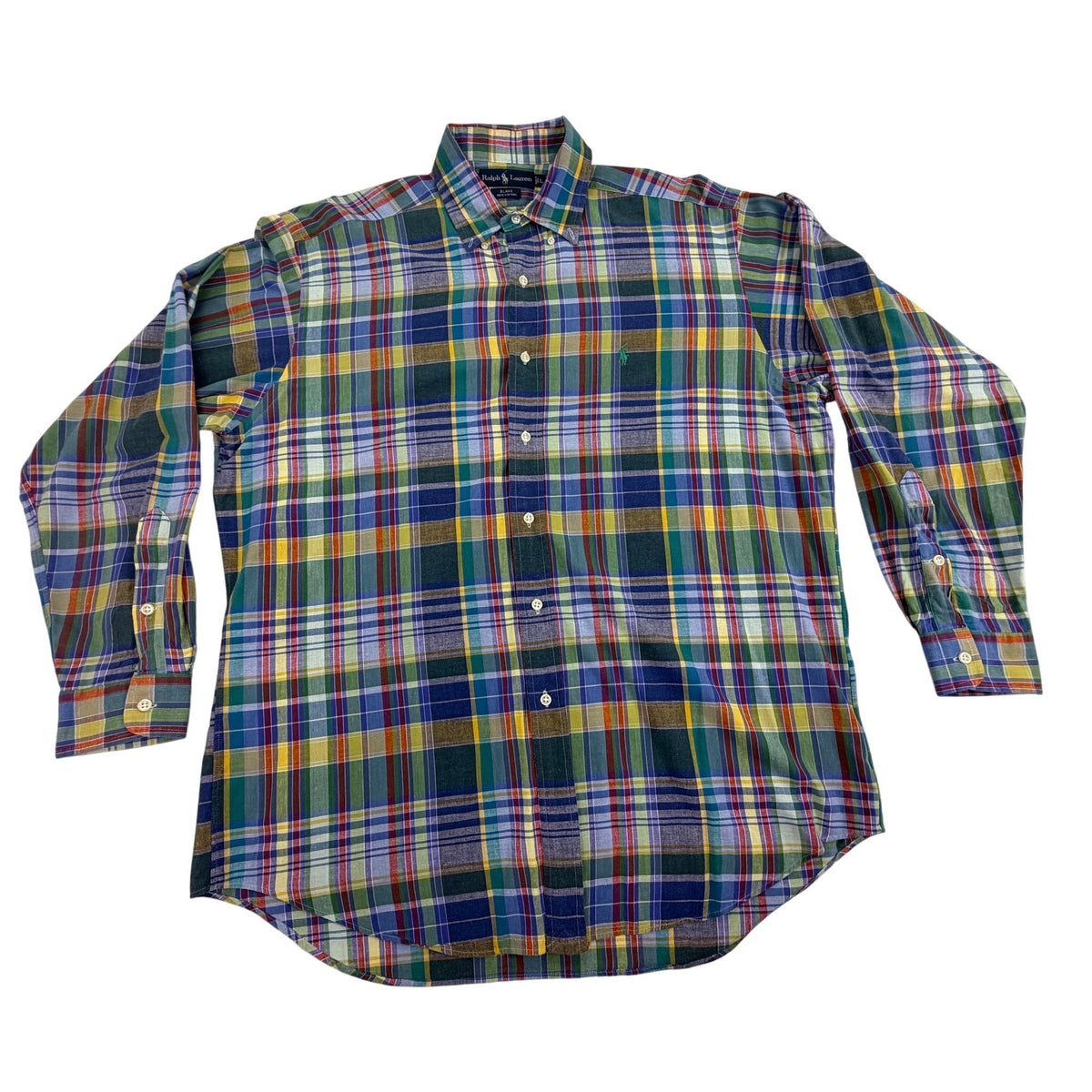 Ralph Lauren Mens Multicolor Plaid Button-Down Shirt Casual Blake Fit Size L