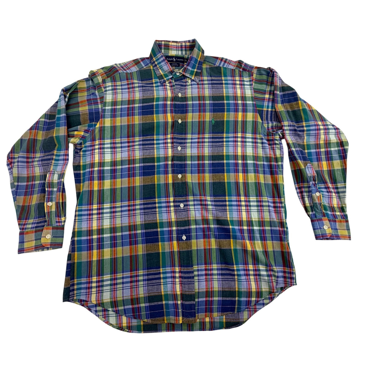 Ralph Lauren Mens Multicolor Plaid Button-Down Shirt Casual Blake Fit Size L