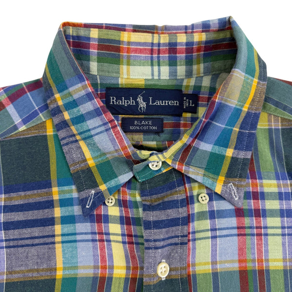 Ralph Lauren Mens Multicolor Plaid Button-Down Shirt Casual Blake Fit Size L