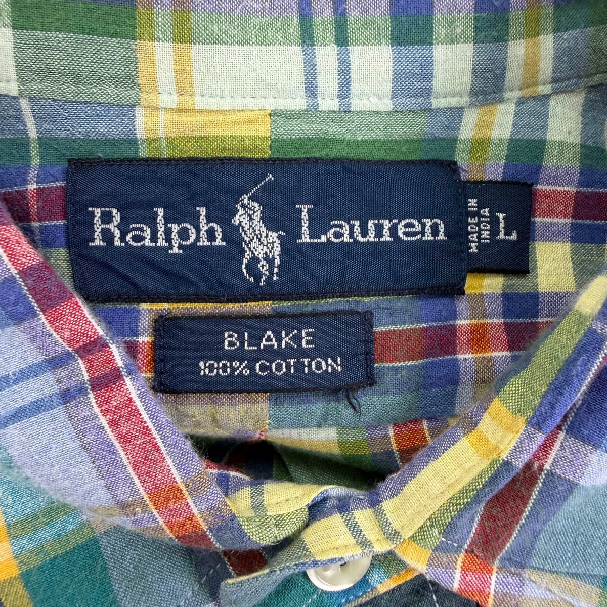 Ralph Lauren Mens Multicolor Plaid Button-Down Shirt Casual Blake Fit Size L