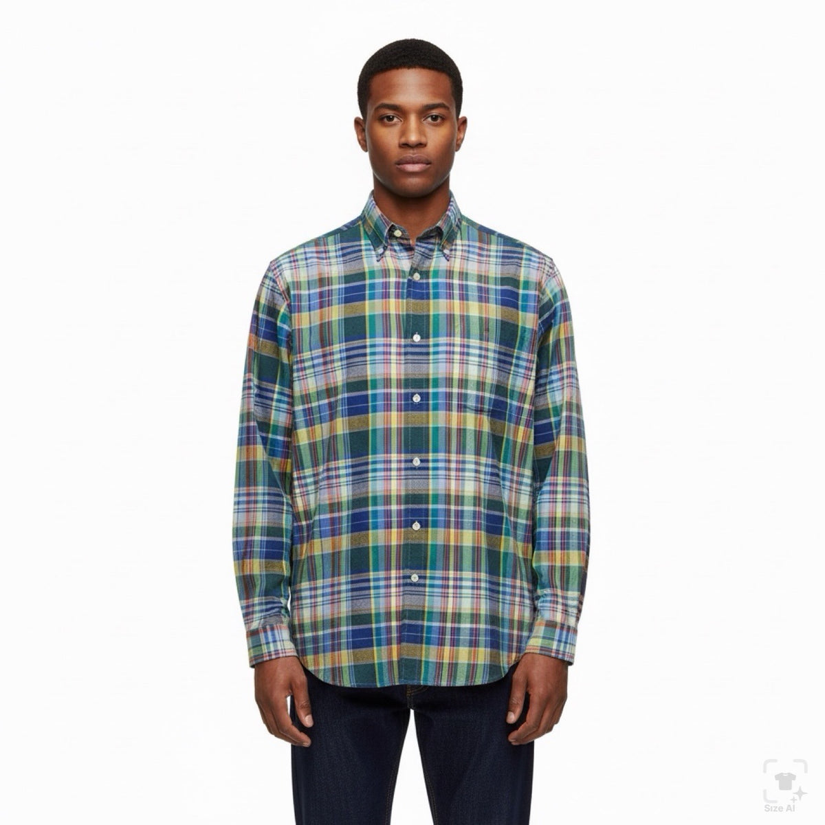 Ralph Lauren Mens Multicolor Plaid Button-Down Shirt Casual Blake Fit Size L