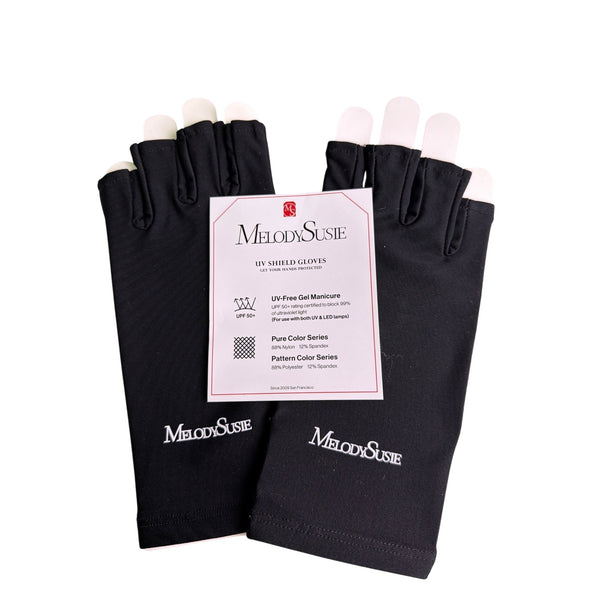 MelodySusie Unisex Black Nylon & Spandex UV Shield Gloves UPF 50+ Anti-UV Protection