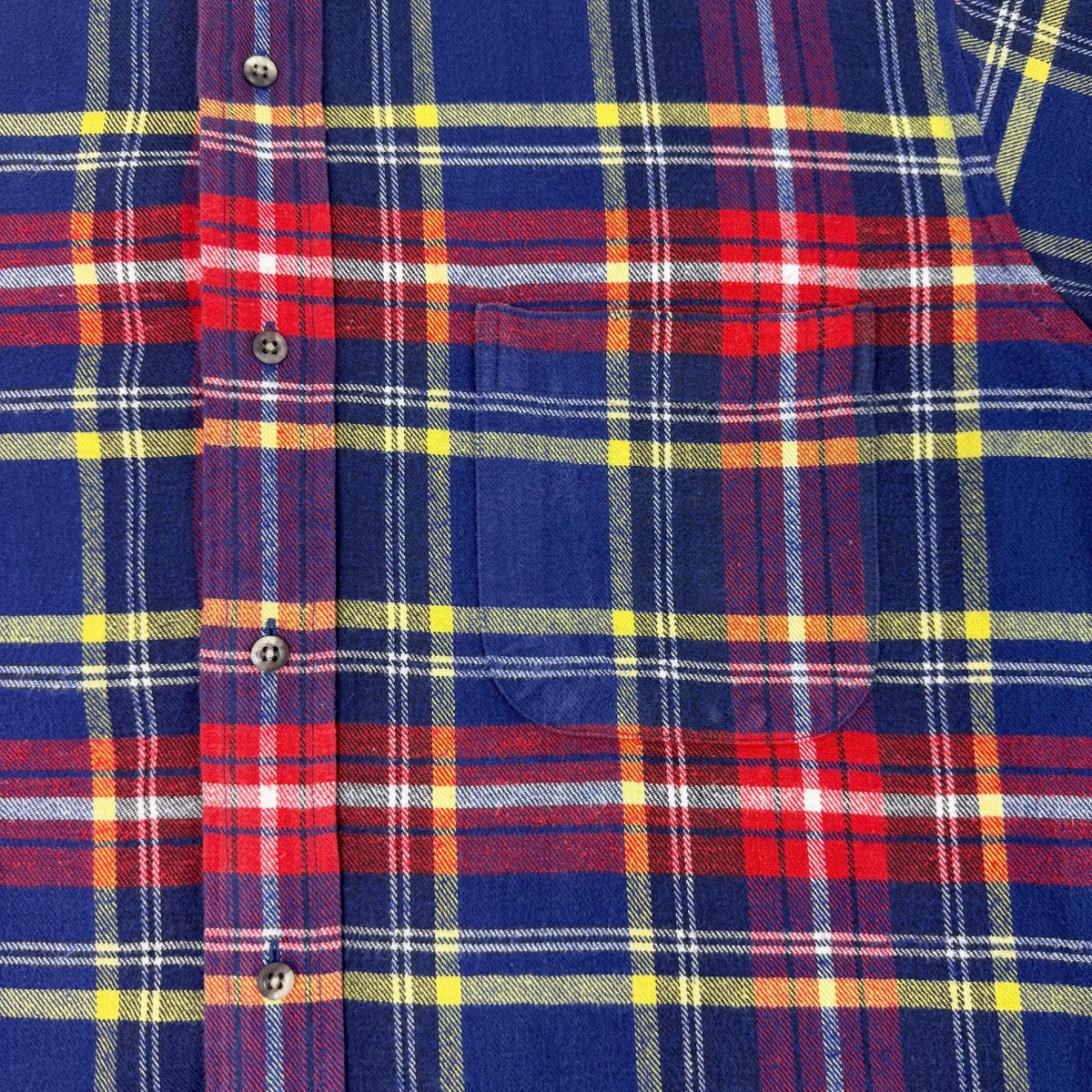 Lands End Mens Blue Red Plaid Cotton Button-Up Shirt Long Sleeve Size L