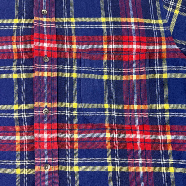 Lands End Mens Blue Red Plaid Cotton Button-Up Shirt Long Sleeve Size L