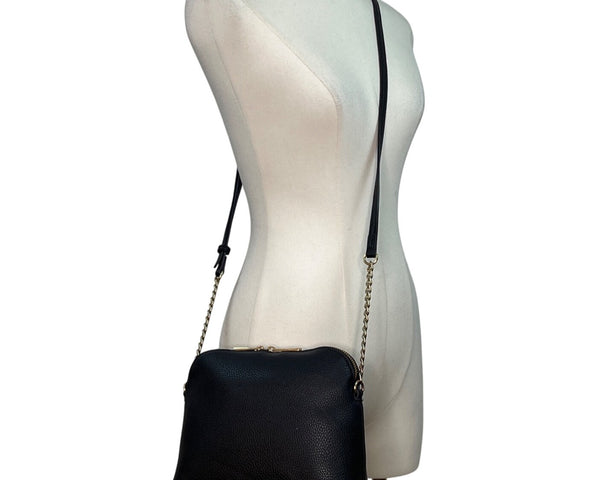 Kelly & Katie Black Pebbled Faux Leather With Chain Strap Crossbody Bag Sz S