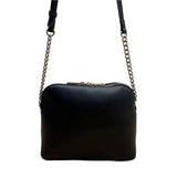 Kelly & Katie Black Pebbled Faux Leather With Chain Strap Crossbody Bag Sz S