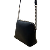 Kelly & Katie Black Pebbled Faux Leather With Chain Strap Crossbody Bag Sz S