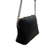 Kelly & Katie Black Pebbled Faux Leather With Chain Strap Crossbody Bag Sz S
