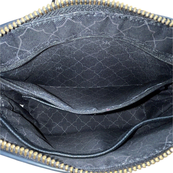 Kelly & Katie Black Pebbled Faux Leather With Chain Strap Crossbody Bag Sz S