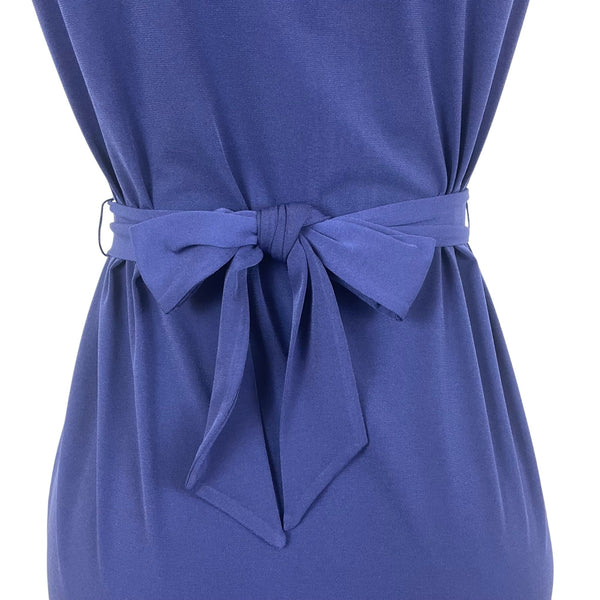 Michael Kors Womens Navy Zip-Front Sleeveless Belted Midi Dress Size S