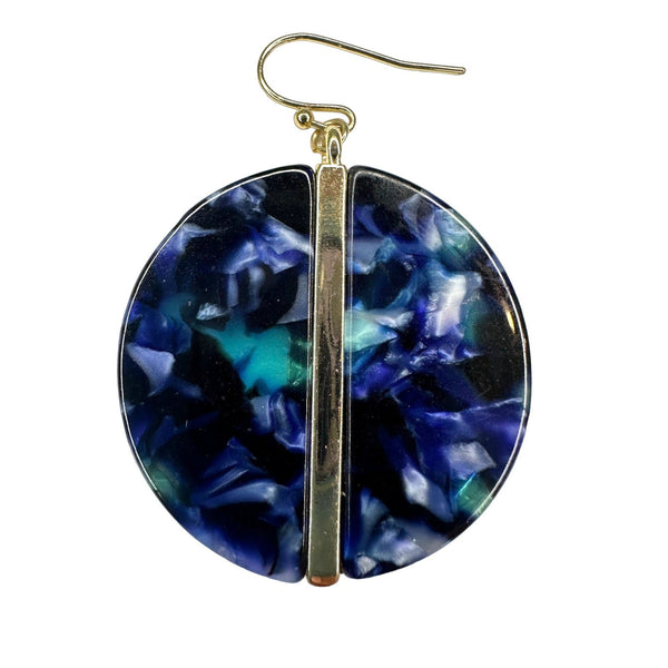 Julia Marbled Resin Circle Drop Gold Tone Earrings