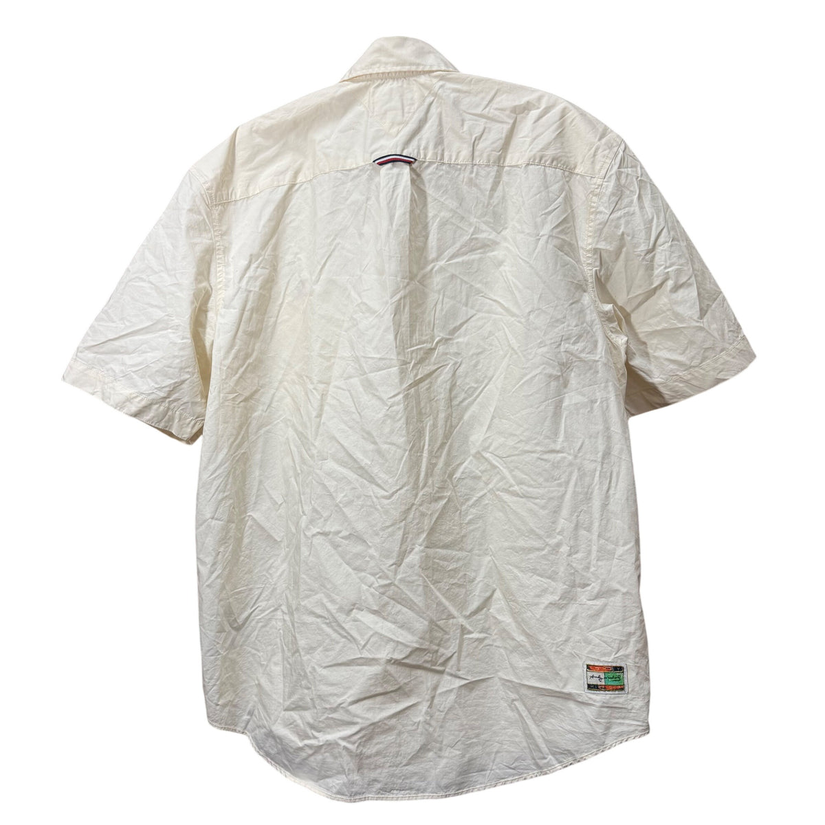 Tommy Hilfiger Mens Off-White Cotton Short-Sleeve Button-Up Shirt With Logo Pocket L