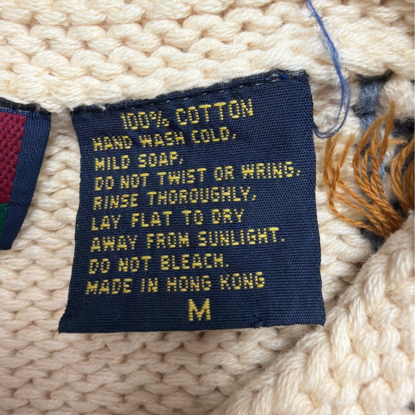 Jos.A.Bank Multicolor Cotton Button-Up Patchwork Sweater Unique Design Size M