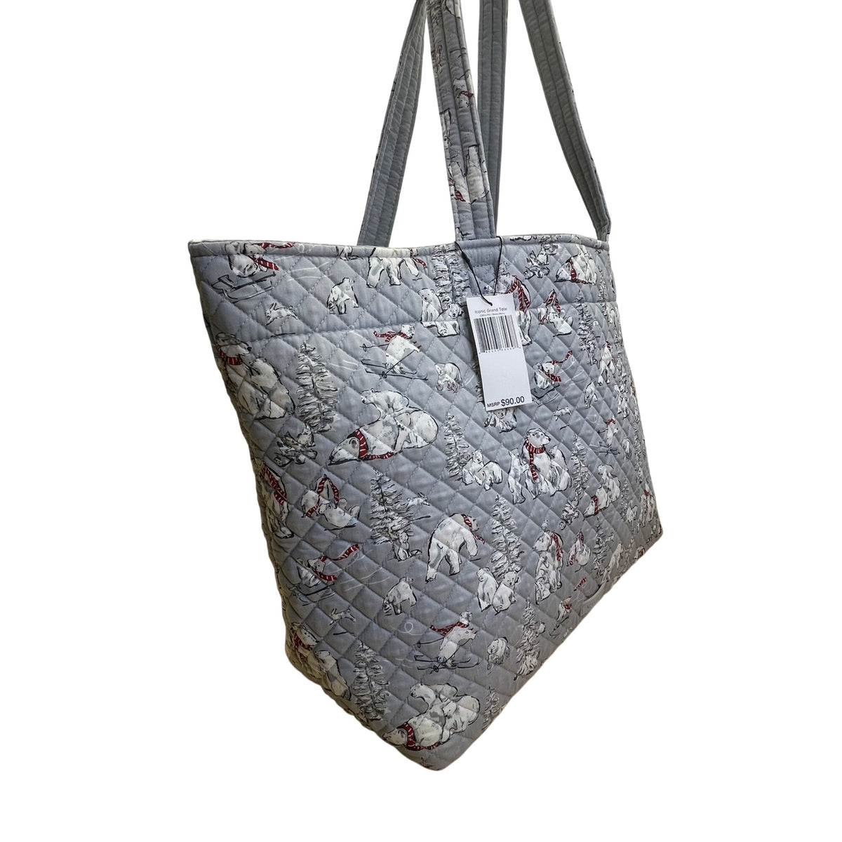 Vera Bradley Women’s Beary Merry Quilted Reversible Iconic Grand Tote Bag