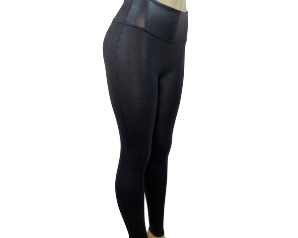 Spanx Black Faux Leather Leggings Shaping High Waist Petite Size Small