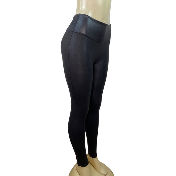 Spanx Black Faux Leather Leggings Shaping High Waist Petite Size Small