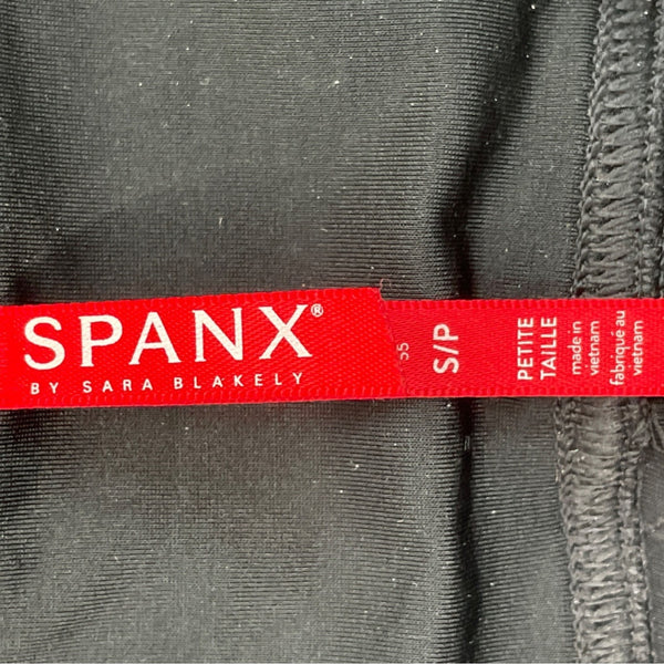Spanx Black Faux Leather Leggings Shaping High Waist Petite Size Small