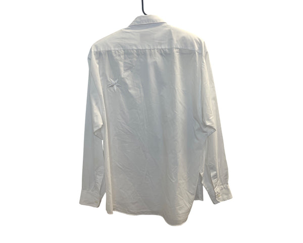 MiLi Designs Embroidered Star Long Sleeve Button-Up Shirt White Medium Cotton