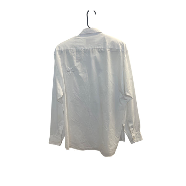 MiLi Designs Embroidered Star Long Sleeve Button-Up Shirt White Medium Cotton